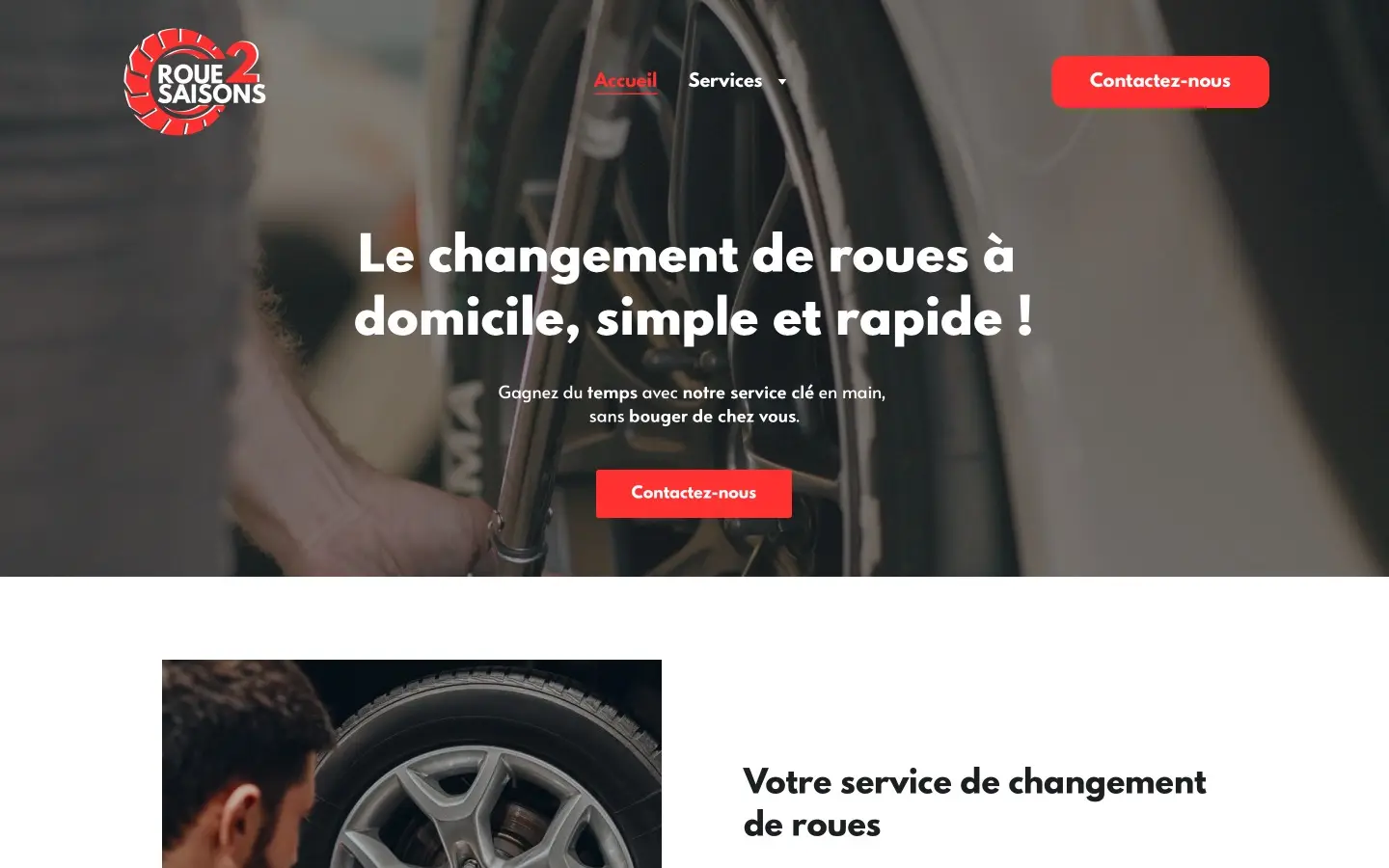 Page d'accueil du site Roue 2 Saisons, Changement de roues à domicile en Valais